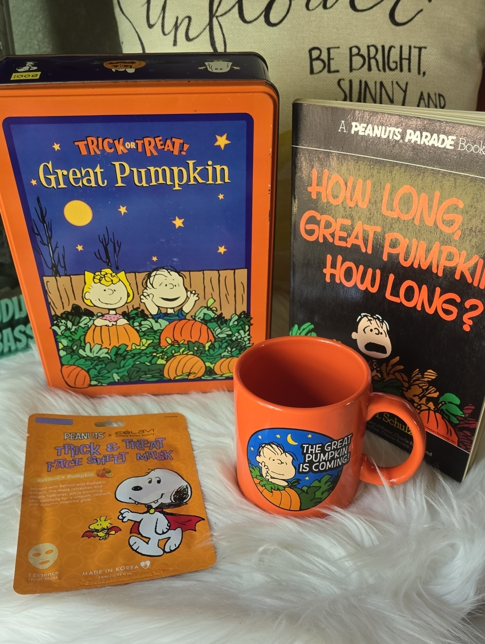 Peanuts Charlie Brown GREAT Pumpkin 4 Piece Book, Cup, Tin And Mask